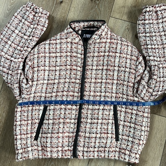 Apparis  Dolly Bomber Coastal Tweed with Vegan Leather Trim - Picture 13 of 14